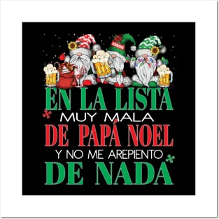 En La Lista Muy Mala de Papá Noel y No Me Arrepiento de Nada Christmas Xmas Gnomes Posters and Art